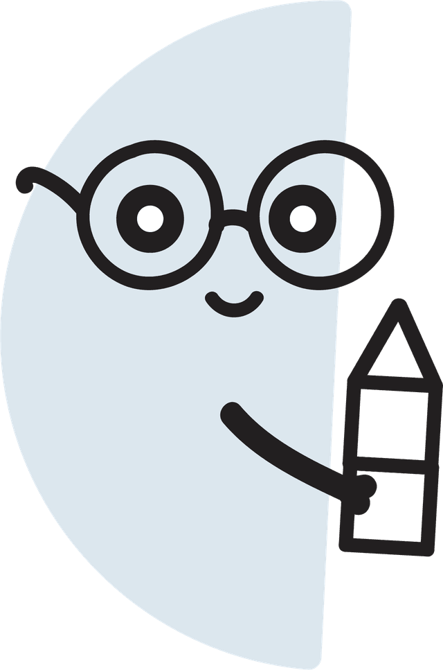 Blue semicircle character